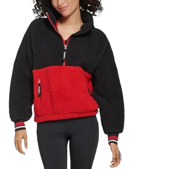 Tommy Hilfiger Sport Women's L Faux Sherpa Half Zip Pullover Athletic Jacket NWT - Picture 4 of 11